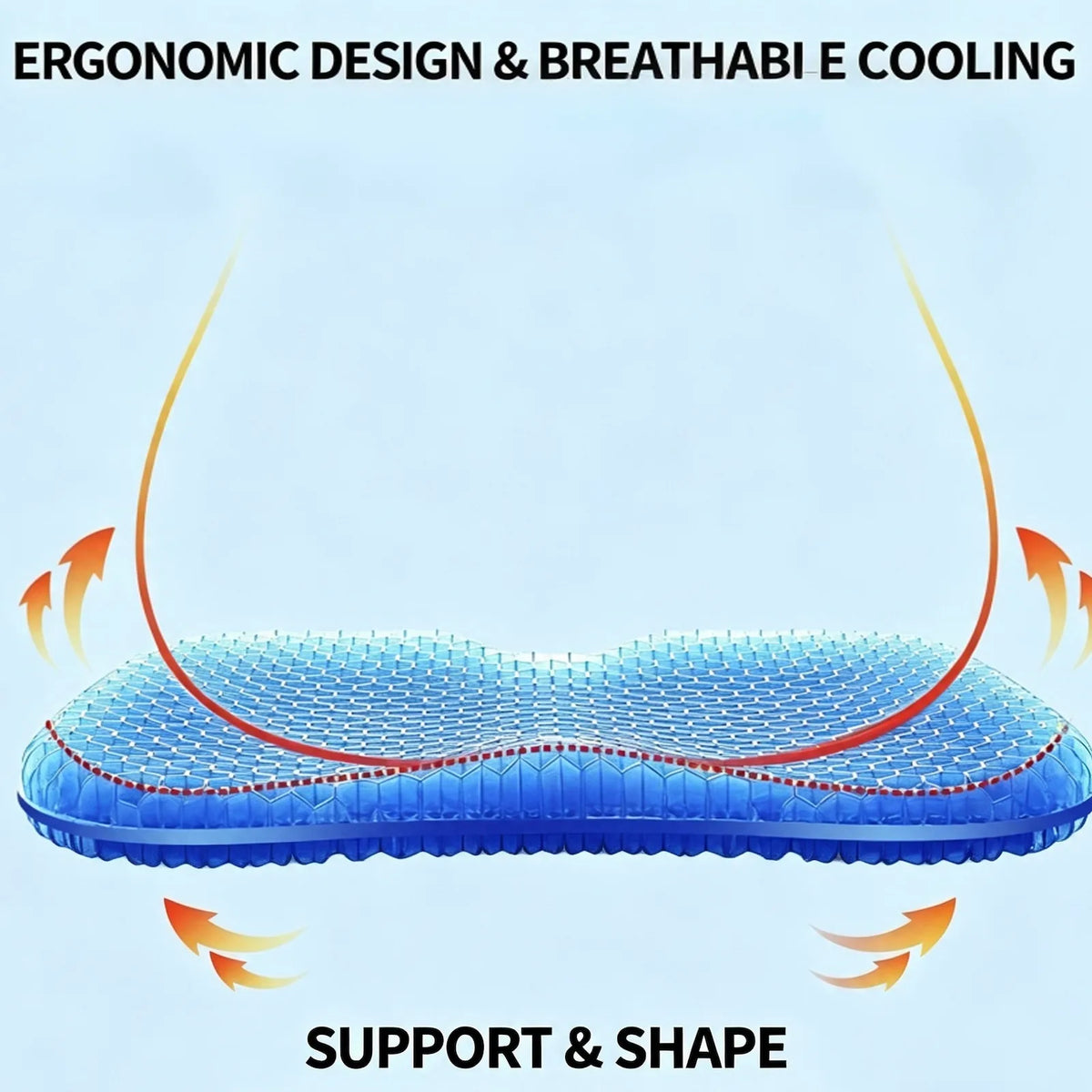 Side view illustration of the contoured honeycomb seat cushion
