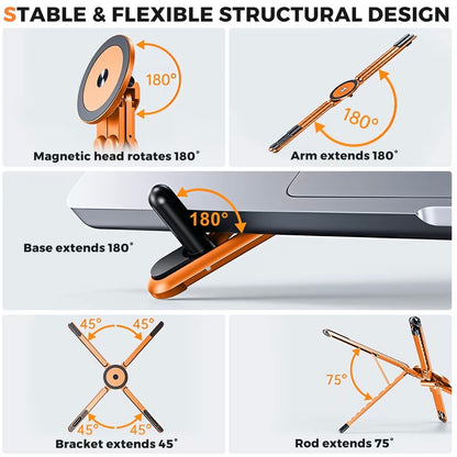 Foldable Aluminum Laptop Stand - multi-use as phone stand tablet stand and laptop stand with MagSafe ring