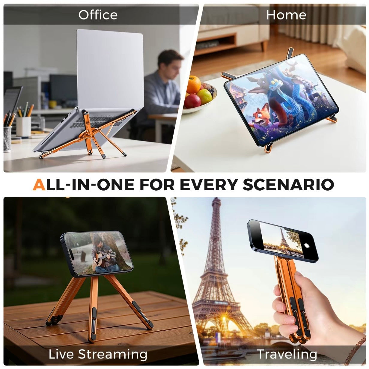 Foldable Aluminum Laptop Stand - integrated aluminum alloy magnetic head and full-coverage silicone protection close-up