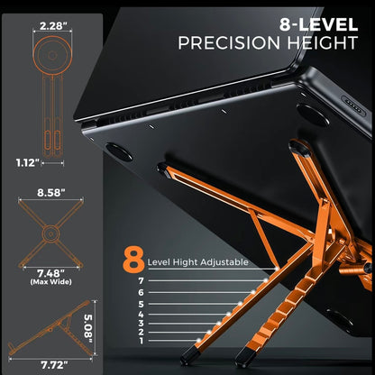 Foldable Aluminum Laptop Stand - silver and orange color variants side by side product comparison