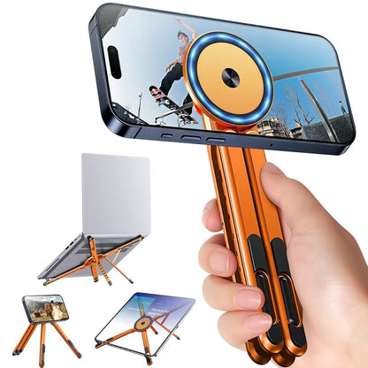 Foldable Aluminum Laptop Stand - stable flexible structural design with 180 degree rotation and 75 degree rod extension