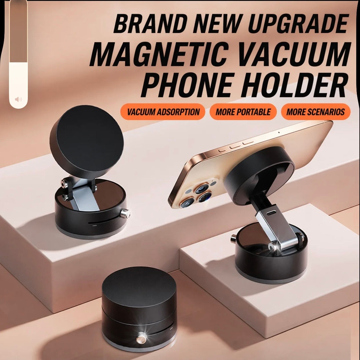 Premium Vacuum Magnetic Phone Stand - dust is no match high-elastic TPE spring base no residue lift up to 30kg