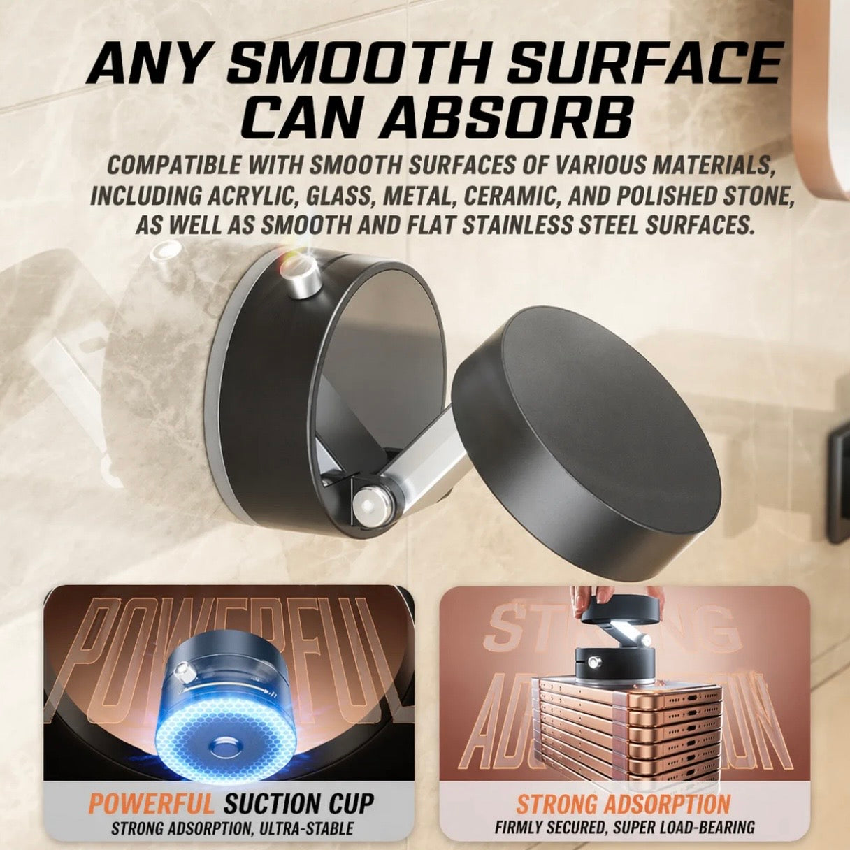 Premium Vacuum Magnetic Phone Stand - any smooth surface can absorb compatible with acrylic glass metal ceramic and polished stone