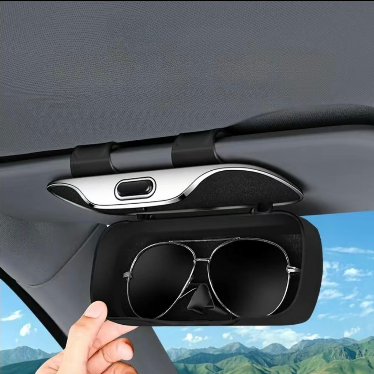 Car Sunglasses Holder - compatible with all glasses sizes including aviator round and rectangular frames