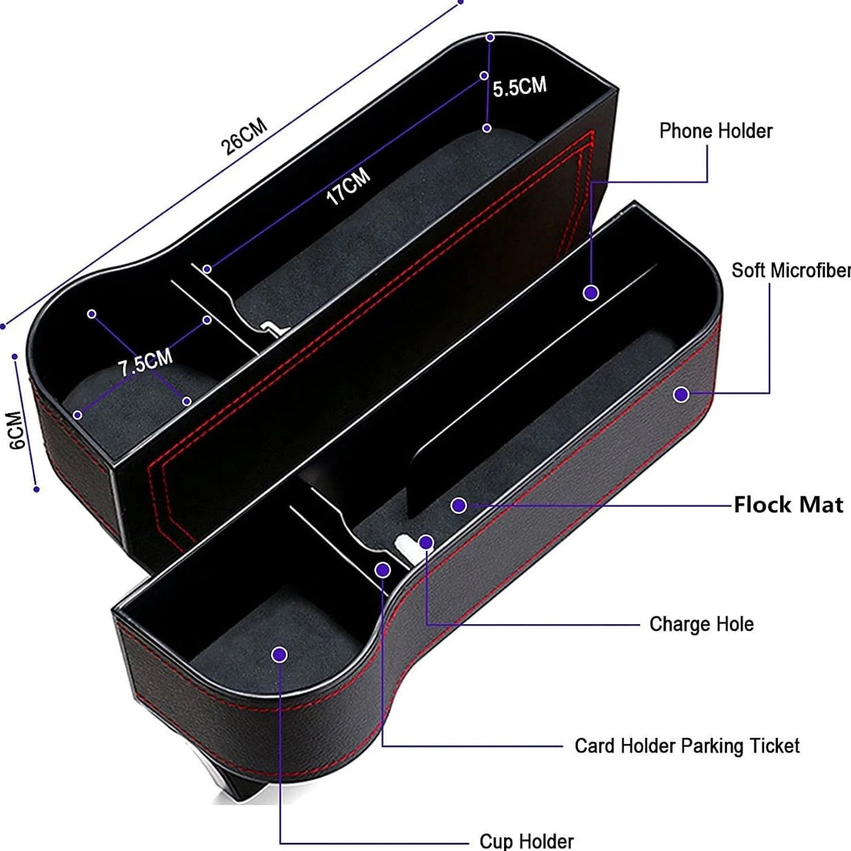 Premium Car Seat Gap Organizer – product dimensions and size reference
