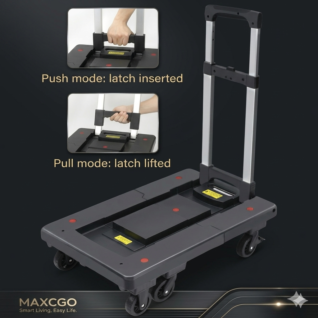 Ultra-Slim 8CM Foldable Shopping Cart – lifestyle detail shot