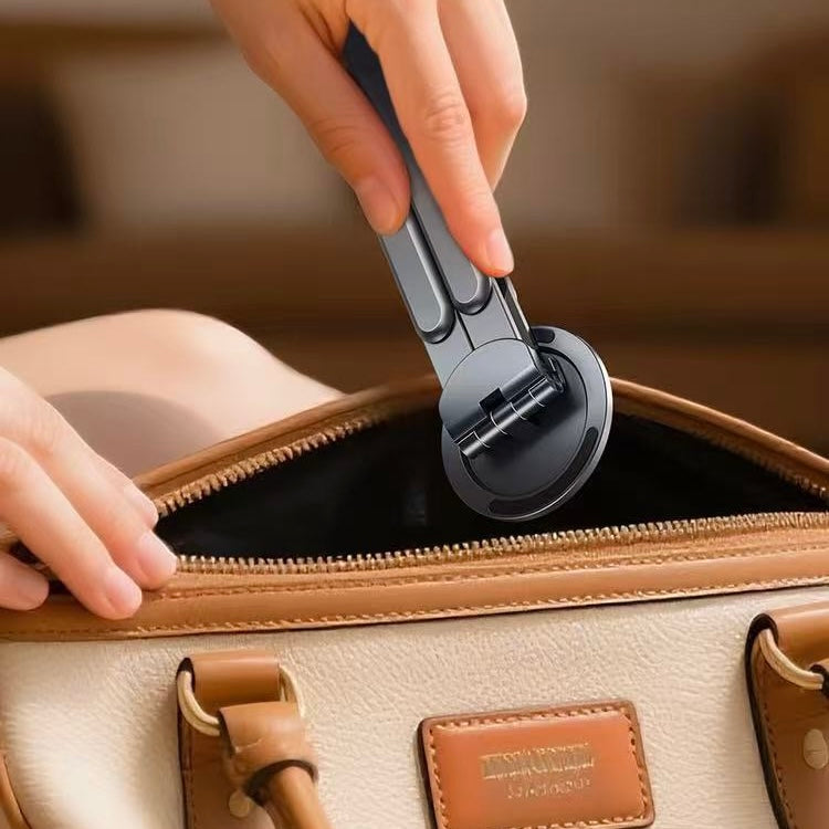 Foldable Aluminum Laptop Stand - compact folded size fits easily into handbag for portable everyday carry