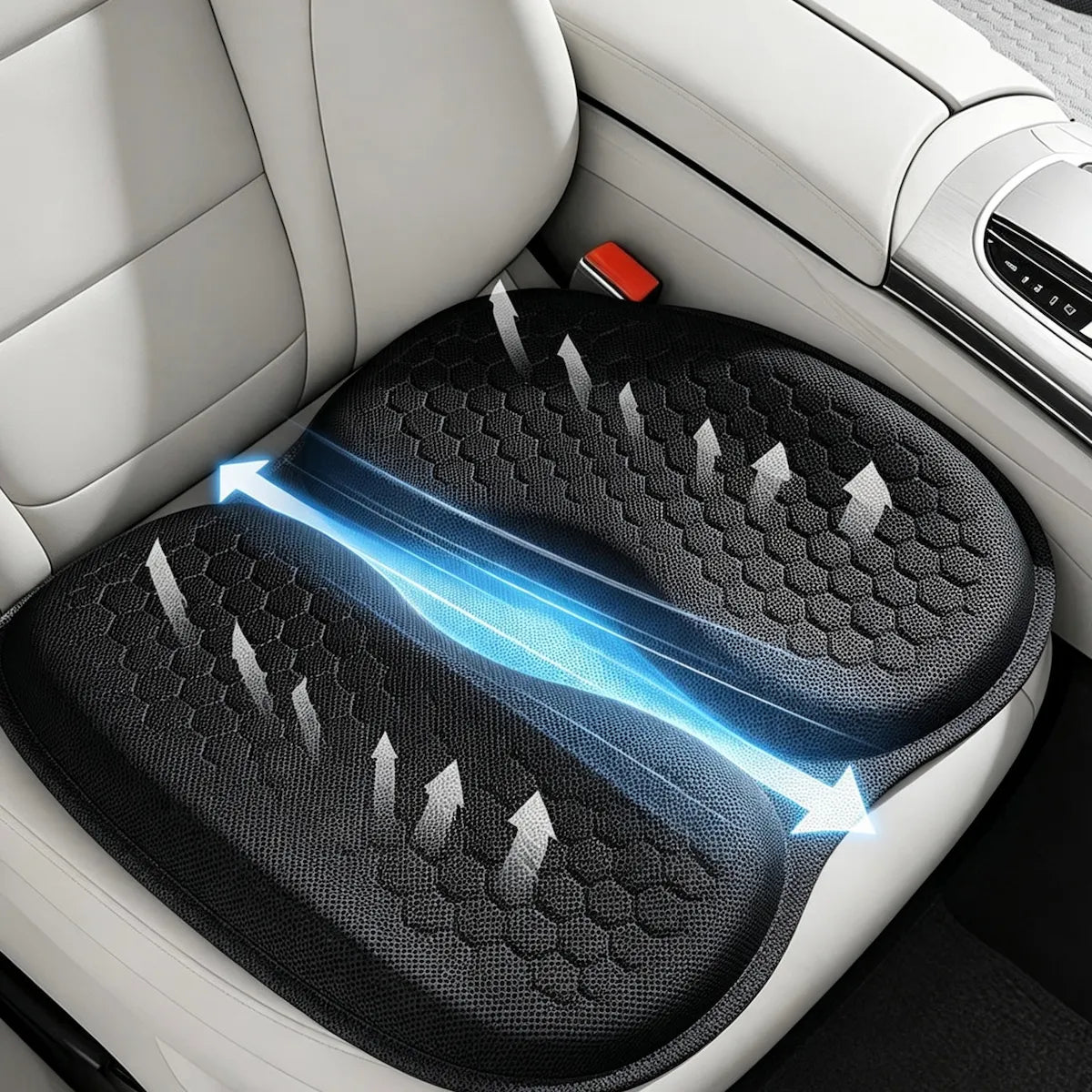MaxCgo car seat cushion with airflow illustration