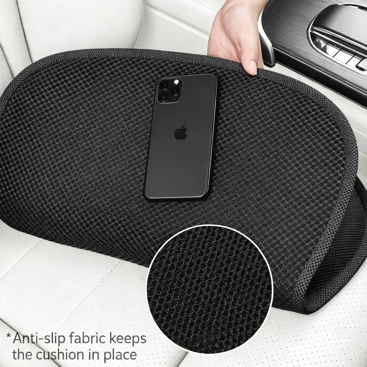 Textured underside of the MaxCgo car seat cushion