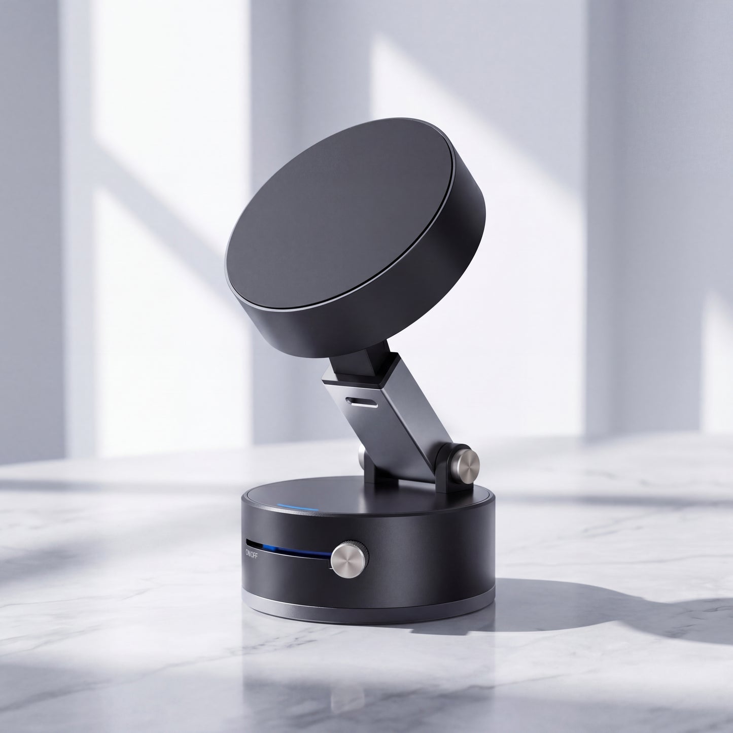 Premium Vacuum Magnetic Phone Stand - product hero shot black color on desk