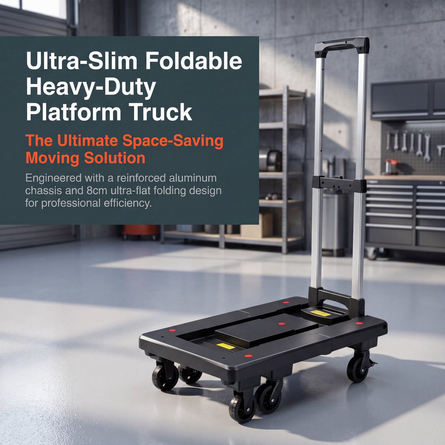 Ultra-Slim 8CM Foldable Shopping Cart - compact folded profile full product display