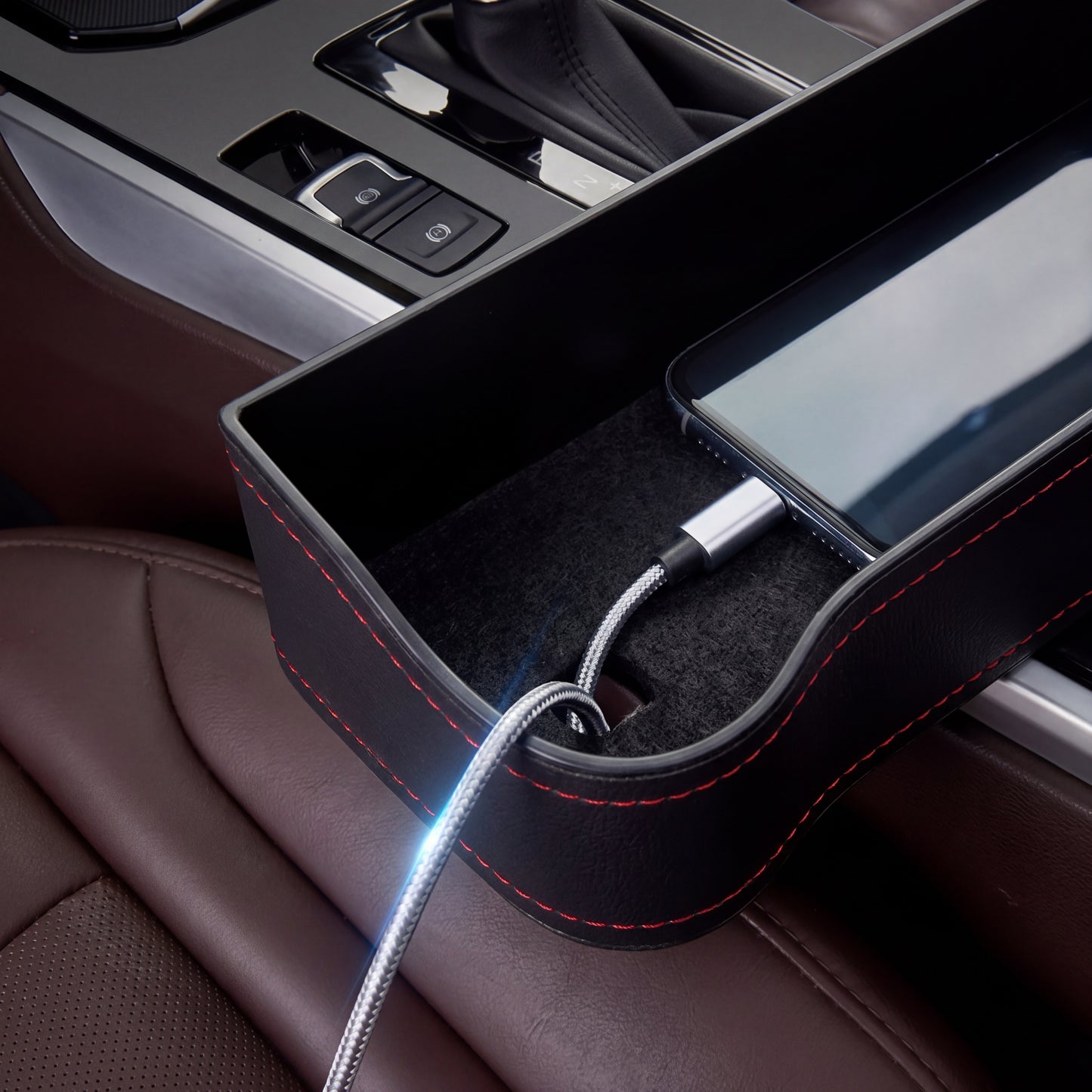 Premium Car Seat Gap Organizer – side view showing slim fit design