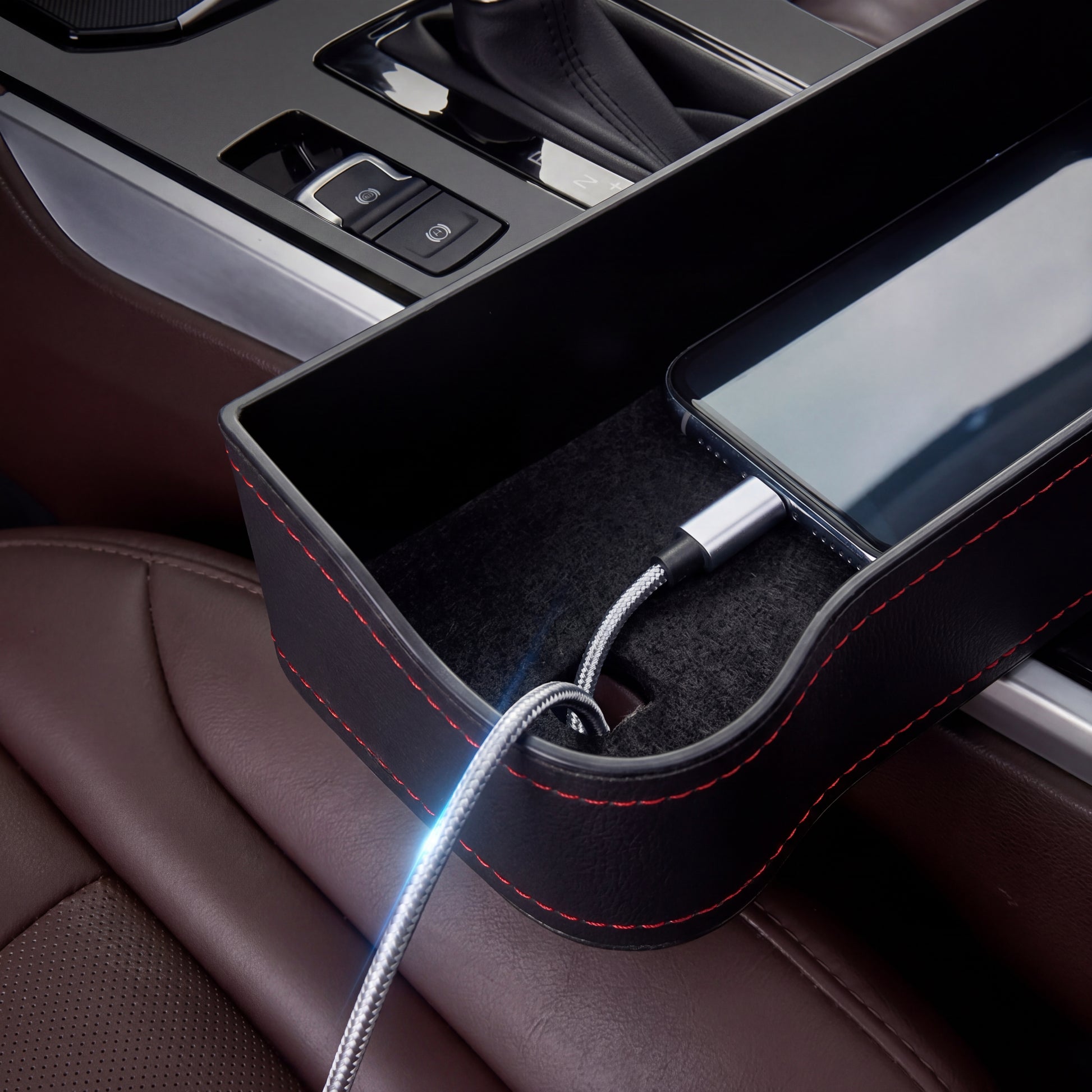 Premium Car Seat Gap Organizer – side view showing slim fit design