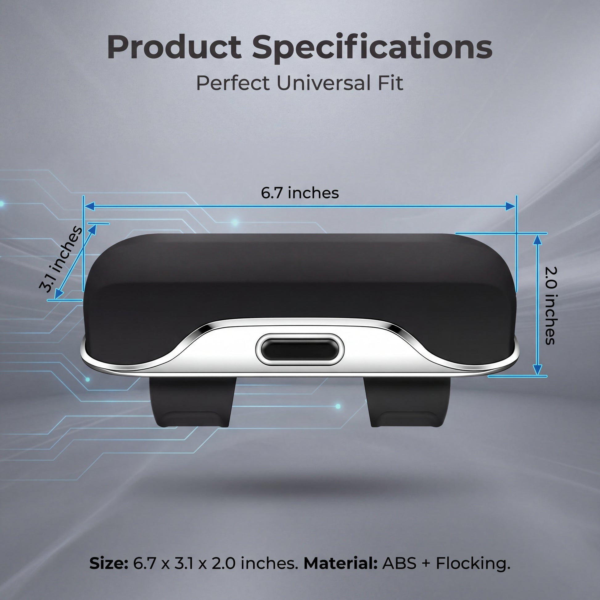 Car Sunglasses Holder - product specifications 6.7 x 3.1 x 2.0 inches ABS and flocking material